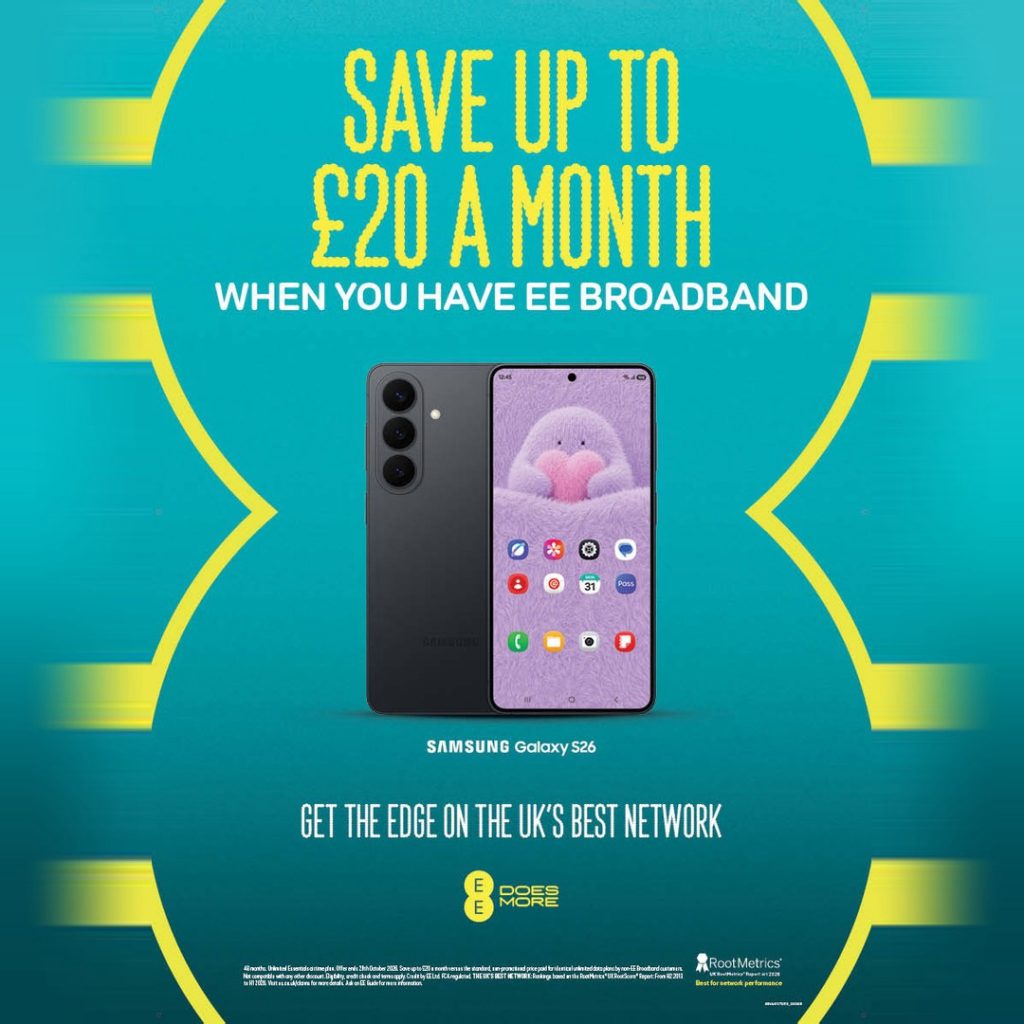 EE Campaign 26 Save up to 20 a month on the Samsung Galaxy S26 EN Image Set 1 1080x1080 1